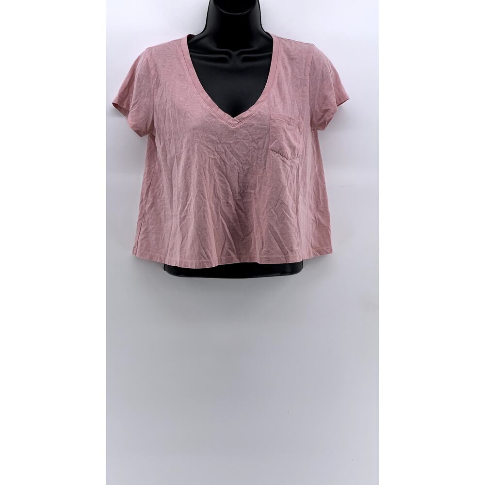 CURIOUS GYPSY Women's Pink V-Neck Short Sleeve T-Shirt SZ M